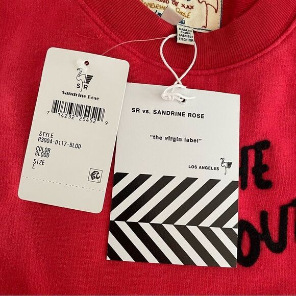 FREE PEOPLE x SANDRINE ROSE Red Blood New Crew Sweats The outsider sz Large NEW - Picture 6 of 6